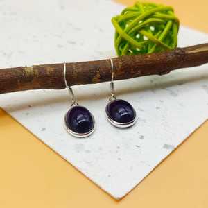 ต่างหูหยดน้ำเงินสเตอร์ลิงทำด้วยมือดีไซน์ขอบโอนิกซ์สีดำธรรมชาติงาน925 - Product Image 2