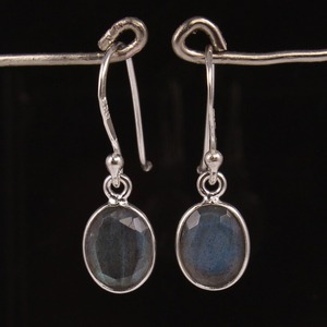 Labradorite Gemstone <b>Earrings</b> 925 Solid Sterling Silver Oval Shape <b>Earrings</b> for Women and Girls <b>Dangle</b> <b>Earrings</b> Silver Jewelry - Product Image 5