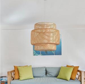 Modern <b>Bamboo</b> Pendant <b>Light</b> with round Woven Lampshade Traditional Victorian Boho Wicker Lighting Rattan Material from Vietnam - Product Image 2