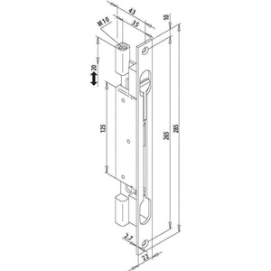 สลักยึดขอบประตูเหล็กชุบสังกะสี FUHR ขนาด 35 มม. พร้อมแผ่นปิดหน้าเรียบขนาด 22 มม. ขอบเหลี่ยมขนาด 285 มม. สำหรับรั้ว โครงตาข่าย และประตู - Product Image 3
