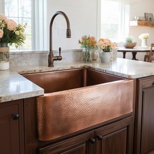 Évier de cuisine moderne et élégant en cuivre avec cuve profonde et charme rustique, durable et personnalisable pour cuisines de luxe - Product Image 3