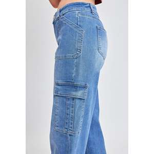 High Quality Custom <b>Cargo</b> <b>Pants</b> <b>Women</b> Casual Baggy Wide <b>Leg</b> Multi Pockets Denim Jeans Cotton Loose <b>Straight</b> <b>Women's</b> <b>Pants</b> - Product Image 4
