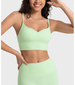 Sujetador deportivo de gimnasio al por mayor para mujer, tipo bustier acanalado, atlético, para correr, sexy, sin espalda, agradable para la piel, para yoga - Product Image 4