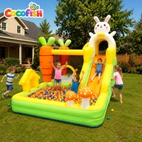 Château gonflable COCOFISH Lapin Carotte pour enfants, château de saut gonflable d'extérieur, maison de jeu gonflable pour jardin, fête d'anniversaire
