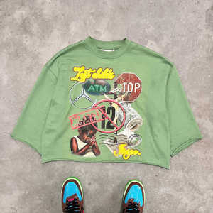 T-shirt personnalisé à impression DTG, t-shirt court personnalisé grande taille pour hommes, t-shirts graphiques épais vintage en coton épais à épaules tombantes - Product Image 3