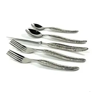 Premium Stainless Steel Gold PVD Coated Cutlery Set Mirror Polished Spoon <b>Knife</b> <b>Fork</b> Wedding Flatware Set Of 5 From India - Product Image 3