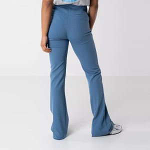 2025 personnalisable 100% coton pantalon évasé pour femmes taille haute motif droit Flare bas pantalon pantalon décontracté brodé - Product Image 2