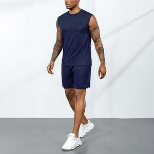 Nouveau été hommes décontracté respirant 2 pièces Shorts ensembles manches courtes T-Shirt Shorts survêtement ensemble vêtements pour hommes 2 pièces ensembles - Product Image 5