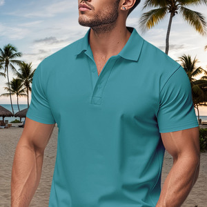 เสื้อโปโลลายทางสำหรับผู้ชายเสื้อตัวในแบบลำลองแขนสั้นระบายอากาศได้ดี - Product Image 1