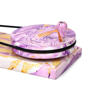 Ensemble de crochets en résine marbrée faits à la main avec bol et support en fil de hêtre - Product Image 6