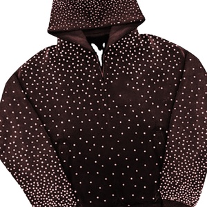 Sudadera con capucha de calidad premium con elegante diseño de puntos de diamantes de imitación, tela suave, ajuste cómodo, perfecta para ropa urbana y moda de invierno. - Product Image 1