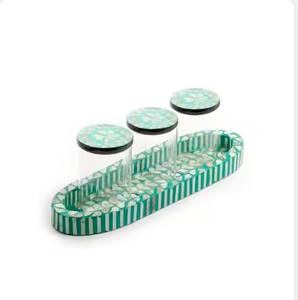 Bandejas para servir de alta calidad en nácar, bandejas para decoración de mesa de centro, eventos, uso de bandeja decorativa para servir con dos cajas - Product Image 3