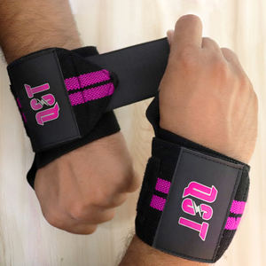 Attelle de poignet de levage en coton noir QST International WR-1028, marque privée, fermeture à boucle et crochet, soutien élastique professionnel - Product Image 5