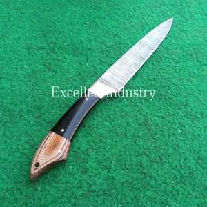 Cuchillo de cocina personalizado de acero de Damasco hecho a mano con resina y mango de madera Pakka con Funda de cuero - Product Image 3