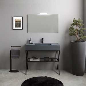 Free-Standing 100cm <b>Bathroom</b> <b>Cabinet</b> with Madeira Grey Sink and Mirror Modern <b>Bathroom</b> Sets - Product Image 1