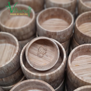 Juego de bandejas de bambú para bebés, cuencos y cucharas, No químicos, se utiliza en la producción segura para niños, vietnamita, hecho a mano - Product Image 6