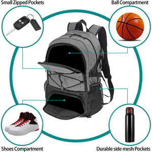 Mochila de Baloncesto de Nailon de Primera Calidad |   Bolsa Deportiva de Alto Rendimiento con Capacidad de 30-40L y Múltiples Compartimentos para Senderismo al Aire Libre - Product Image 5