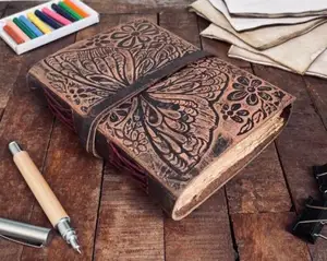 Buku catatan atau sketsa kulit kupu-kupu halaman antik bertepi, hadiah terbaik untuk wanita 7x5 inci