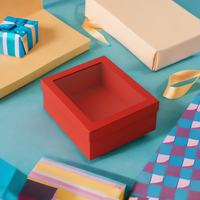 Boîte-cadeau en papier rouge recyclable personnalisée avec revêtement UV gaufrage fenêtre transparente pour la Saint-Valentin boulangerie et petits cadeaux
