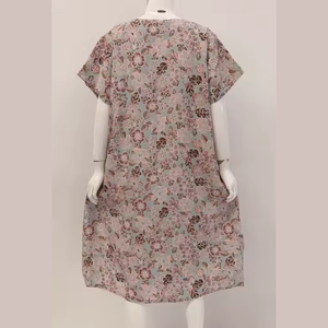 Femmes été décontracté imprimé fleuri à manches courtes genou longueur rayonne chemise de nuit confortable élastique grande taille vêtements de nuit pour femmes - Product Image 2