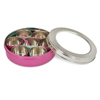 Boîte à épices en acier/laiton, boîte à masala, boîte à épices, récipient en laiton ancien, artisanal, ensemble de boîtes à épices pour la cuisine avec cuillère, 7 boîtes