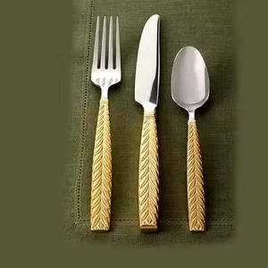 Ensemble de couverts en acier inoxydable plaqué PVD design, écologique, cuillère à soupe et à riz, finition polie miroir pour le dîner - Product Image 5