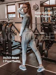 Ensemble de yoga orange pour femmes, soutien-gorge de sport élégant et sans couture avec leggings assortis, vêtements de sport pour le fitness, vêtements d'entraînement - Product Image 2