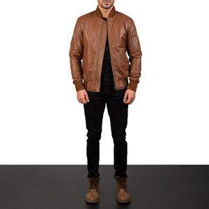 2025 personnalisé hommes Premium Original veste en cuir de mouton col montant avec Logo avant pour moto veste d'équitation pour hommes - Product Image 6