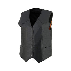 Veste en cuir pour automne hiver sans manches avec col en V et logo Style Top - Product Image 6