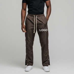 Pantalon de survêtement décontracté pour homme en toile de coton premium, respirant, écologique, imperméable, coupe ample, avec boutons latéraux, cordon de serrage en corde, effet délavé, pour le sport - Product Image 3