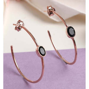 Compre Pendientes de Plata de Ley 925 de Primera Calidad para Mujeres y Niñas, Pendientes de Aro con Oro de 18K y Ónix, Estilo Gota de Agua - Product Image 2