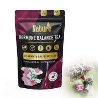 Tisane personnalisée aux feuilles de framboisier rouge pour l'équilibre hormonal féminin, en sachets, sans additifs, avec étiquette privée