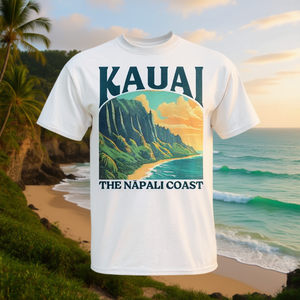 T-Shirt Vintage da Spiaggia della Costa Na Pali di Kauai, Hawaii, Abbigliamento Promozionale Elegante - Product Image 3