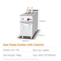 Cuisinière à pâtes au gaz commerciale avec armoire, 6 paniers, bouilloire à nouilles, cuisinière à pâtes en acier inoxydable
