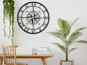 Reloj de pared redondo romano negro de lujo, diseño clásico único, agrega un toque elegante y elegante a cualquier habitación u oficina - Product Image 4