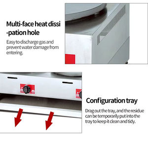 Cuisinière à gaz commerciale Double tête Crêpière à gaz Omelette Maker avec poêle antiadhésive Machine à crêpes à gaz - Product Image 3