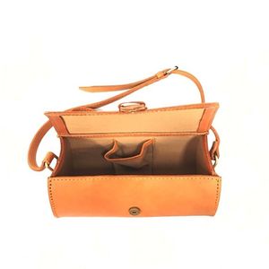 Handmade Genuine Leather Vintage Cylinder Crossbody <b>Bag</b> for <b>Women</b> Retro Buckle Design Mini <b>Sling</b> Purse Indonesia Fashion Style - Product Image 4