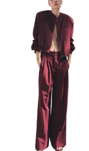 กางเกงสีแดงเข้มของผู้หญิงคุณภาพสูงสำหรับสวมใส่ในสำนักงานและธุรกิจลำลอง - Product Image 3