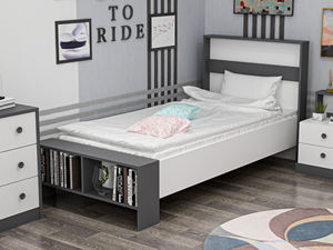 Diseño moderno LIFE Bedstead Blanco-Antracita Venta al por mayor Elegancia Ergonómico Lujo Habitación joven Muebles Dormitorios Muebles para el hogar - Product Image 2