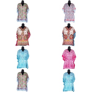 Vestido liso Silk Beach Resort Wear Batik Long Kaftan Tallas grandes Ropa de dormir para mujer - Product Image 3