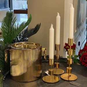 Design attrayant bougeoir en métal support plaqué or haute qualité T Light bougeoir ensemble de 3 pièces à vendre - Product Image 1