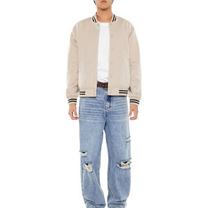 Veste universitaire de haute qualité pour hommes veste d'hiver décontractée avec bouton de couleur crème design personnalisé logo - Product Image 5