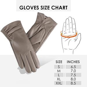 2024 guantes de cuero de invierno para mujer con pantalla táctil para mensajes de texto, conducción cálida, piel de cordero, 100% - Product Image 5