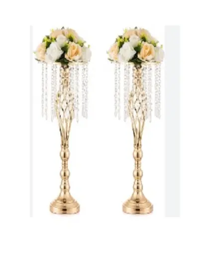 Vasos de metal decorativos para casamento, vasos de flores brilhantes de ouro para hotel, dois quartos, com pedras de diamantes, vasos de metal dourado