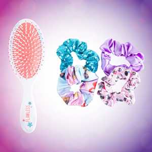 ชุดอุปกรณ์เสริมผมเจ้าหญิงขายส่ง 5 ชิ้น ชุดแปรงผมขนาดใหญ่ 1 ชิ้น ยางรัดผม 4 ชิ้น อุปกรณ์เสริมสำหรับเด็กผู้หญิง แปรงหวีผมแบบไม่พันกัน ยางรัดผม 3 ชิ้น - Product Image 1