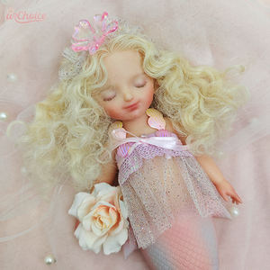 10 inç tam silikon Mermaid uzun sarı saç zarif Mermaid oyuncaklar uyku Mermaid ile pembe/yeşil balık kuyruğu - Product Image 5