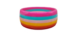 Best <b>Cute</b> Rainbow Acrylic Bangle Unisex Fashion Designer Stylish Jewelry Gift <b>Bracelet</b> Colorful Striped Design Anniversary Woman - Product Image 5