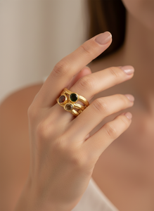 Anillo de Plata de Ley 925 Hecho a Mano con Piedras Preciosas Naturales, Turmalina Multicolor y Baño de Oro - Product Image 2