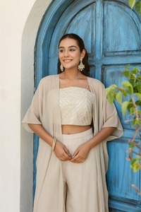 Georgette gotta patti ชุดอินเดียแบบ3ชิ้น, ชุดอินเดียชาติพันธุ์พร้อมที่จะสวมใส่ชุดปาร์ตี้แฟชั่นชั้นนำ shrug Palazzo ฤดูหนาว - Product Image 5