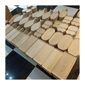 Plateau en bois rectangulaire élégant-Plateau de service tissé en rotin avec poignées pour café, thé, petit déjeuner et collations - Product Image 6